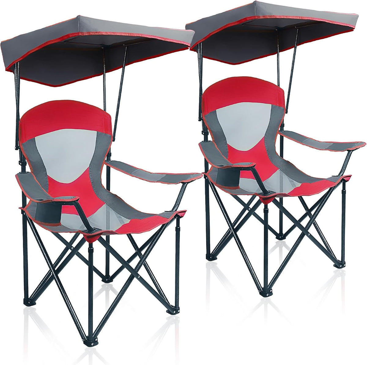ALPHA CAMP Heavy Duty Canopy Camping Chairs with Adjustable Sunshade,2PC