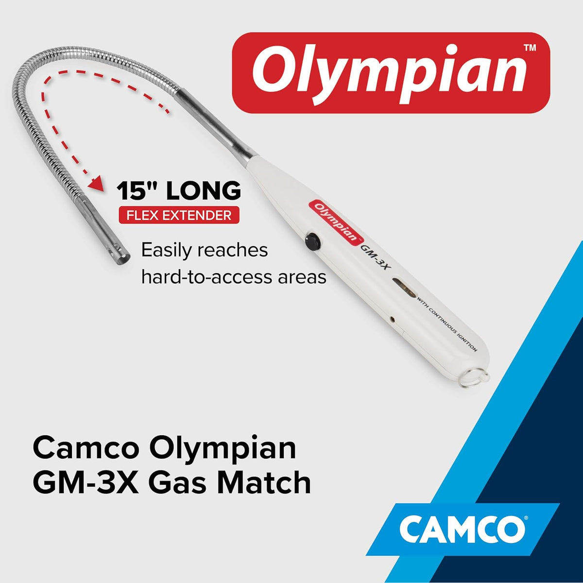 Camco Olympian GM-3X Adjustable Flame Gas Match - Windproof Butane Lighter