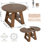 43.3"-59" Extendable Round Oval Dining Table for 4-8 with Storage Shelf