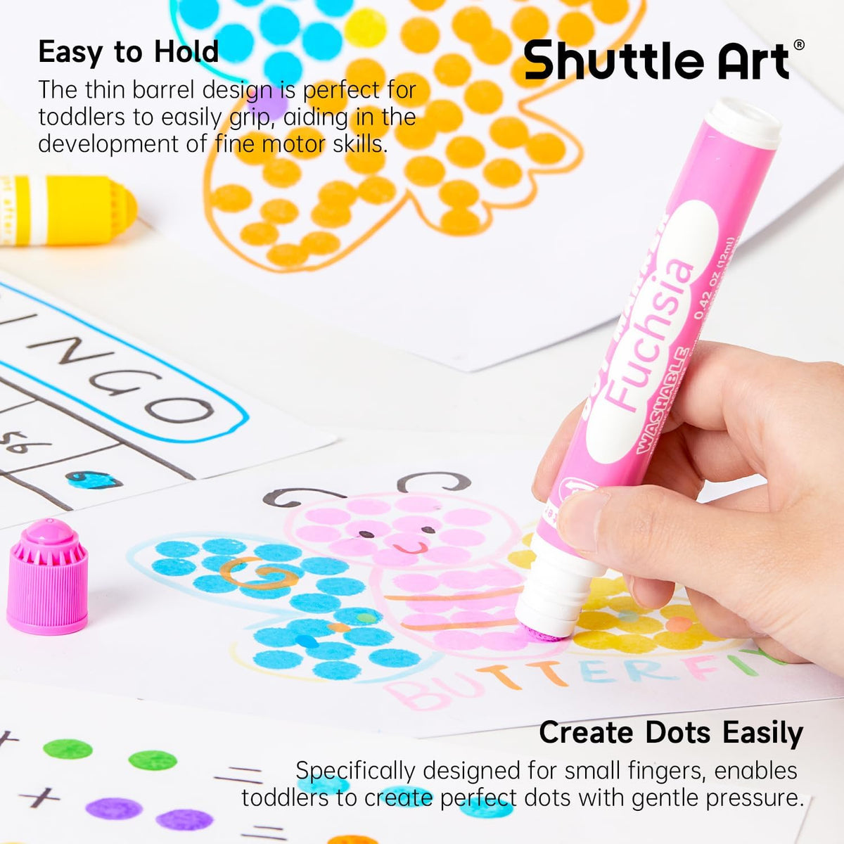 Shuttle Art 150 Pack Dot Markers, 15 Colors x 10 Sets Washable Bingo Daubers for Kids Toddlers, Non-Toxic Water-Based Art Supplies for Preschoolers and Classroom
