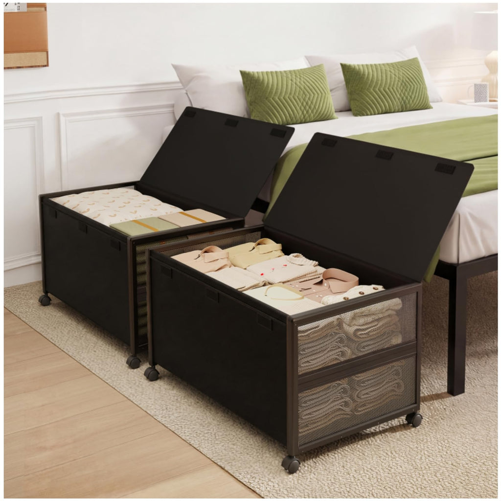 Fokyfok 2Pack Under Bed Storage Containers,16 inch Height,31 inch Long
