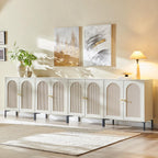 IFGET 34" Tall Modern Arched Sideboard Buffet Cabinet with Storage, Brown