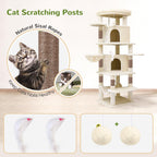 Globlazer 66inch Corner Cat Tree Tower for Indoor Large Cats, C66, Beige