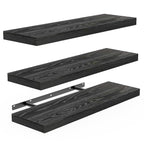 BAYKA Rustic Brown Floating Shelves 35.4in, Set of 2, Wall Mount Wood Shelf