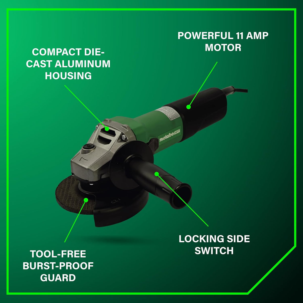 Metabo HPT Corded Angle Grinder 4.5/5 In, 11 AMP, WE 1100-125, 646614420