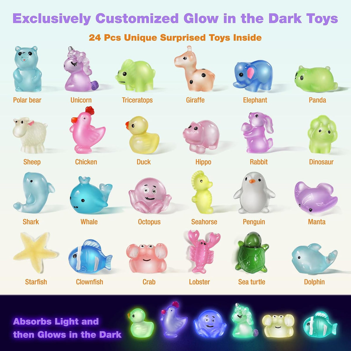 Bath Bombs for Kids with Toys Inside - 24 Pack Kid Bath Bombs with Glow in The Dark Surprise Toys Inside, Fizzy Bath Bomb Advent Calendar, Stocking Stuffers for Kids Boys Girls, Christmas Gift