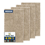 Muddy Mat® 4-Piece Grey Medium 30"X19" AS-SEEN-ON-TV Highly Absorbent Microfiber Door Mat, Bath Mat and Pet Rug, Non Slip Thick Washable, Soft Chenille for Kitchen Bathroom Bedroom Indoor and Outdoor