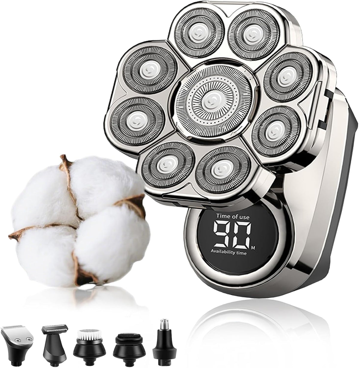 Head Shaver 9.0, 9D Floating Head Shavers for Bald Men, IPX7 Waterproof Wet Dry Shaving, Intelligent LED Display (Silver Set)