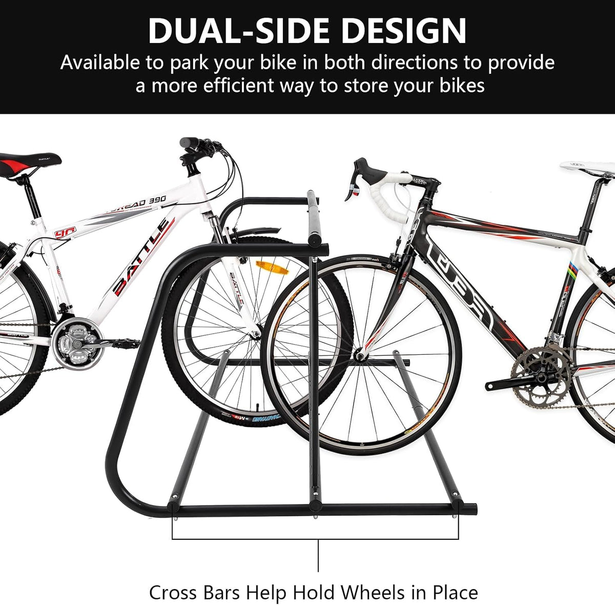 Outdoor Bike Storage, 10 Bike Rack Garage, 61 In Long All-Steel Mesh Bikes Rack, Can Hold 10 Bikes On Both Sides, Easy to Install and Excellent Stability, No Need to Be Fixed, Suitable for Front Yards