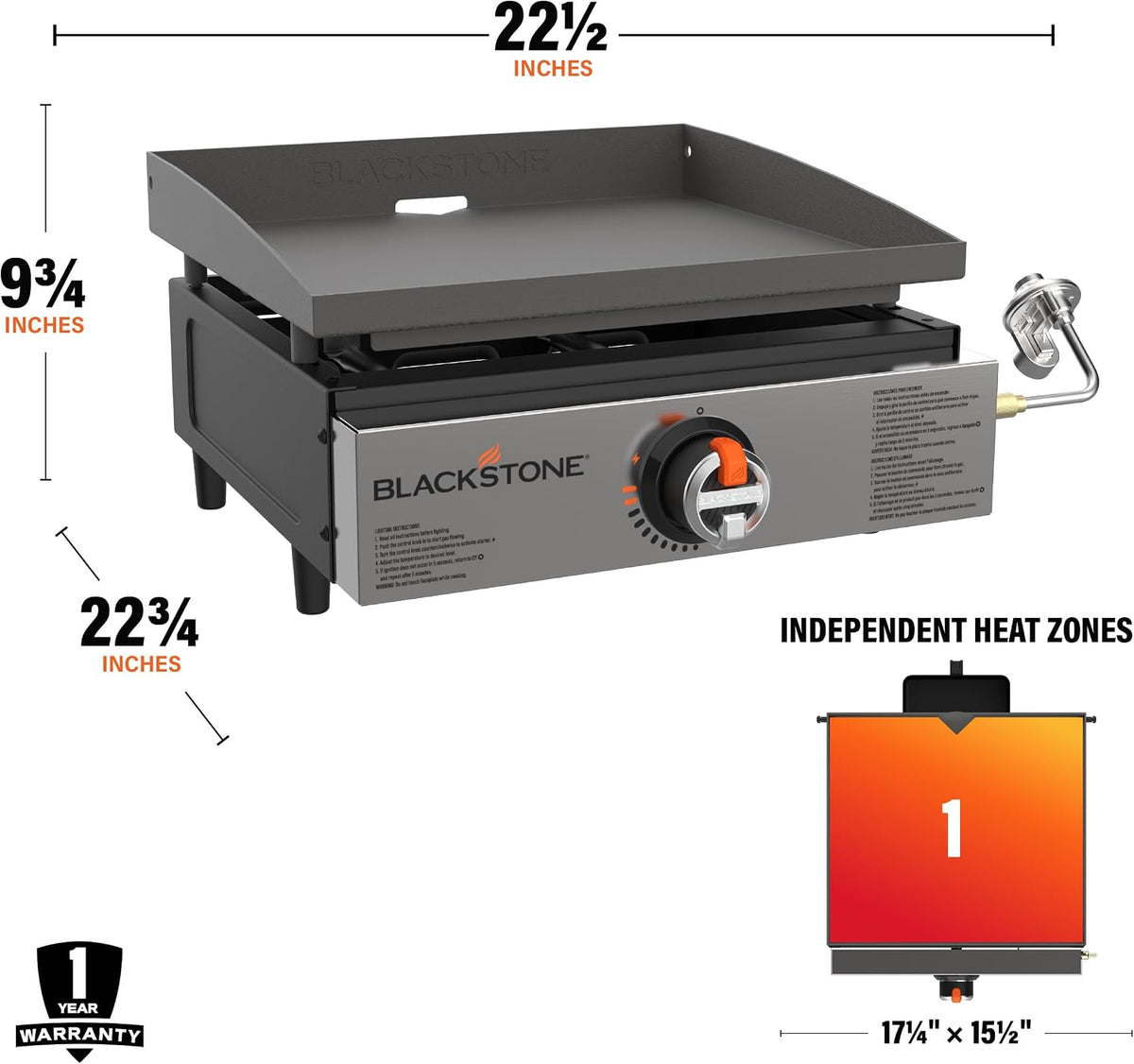 Blackstone 2142 Original 17” Tabletop Griddle with Low-Maintenance Stainless Steel Front Plate, Powder Coated Steel, Black