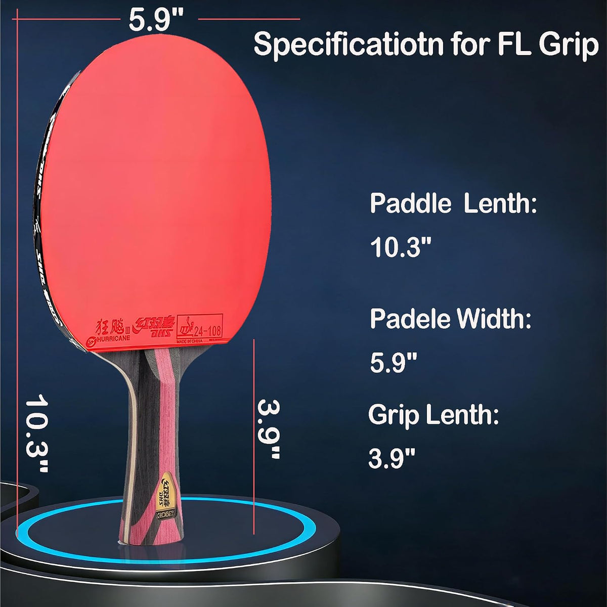 DHS Ping Pong Paddles,Table Tennis Racket with Hurricane 3 High Spin & Speed for Advanced Offensive Players, Flared Handle