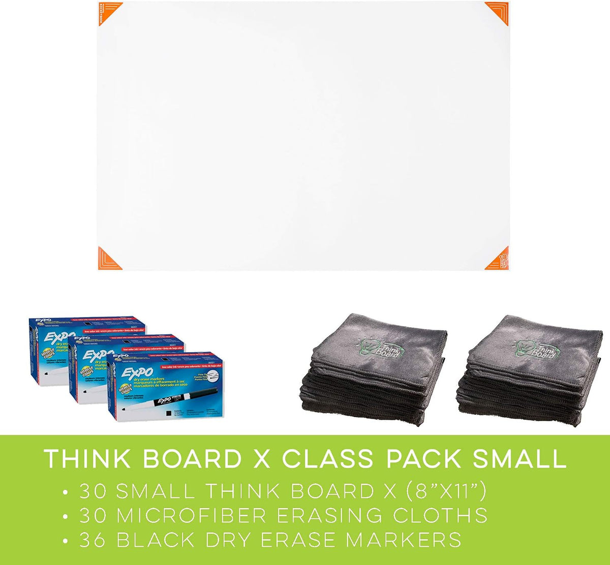 Think Board X Smart Whiteboard Film - Powered by Rocketbook (Class Pack Small) - 30 Pack of Think Board X Small + 36 Markers + 30 Cleaning Cloths
