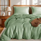 LBRO2M 100% French Linen Duvet Cover Set 3Pcs, Comforter Cover King Size
