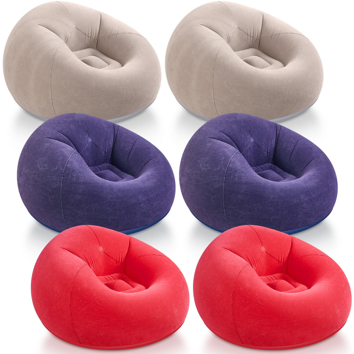 Realspring Inflatable Bean Bag Chairs,Coffee,4 Pcs