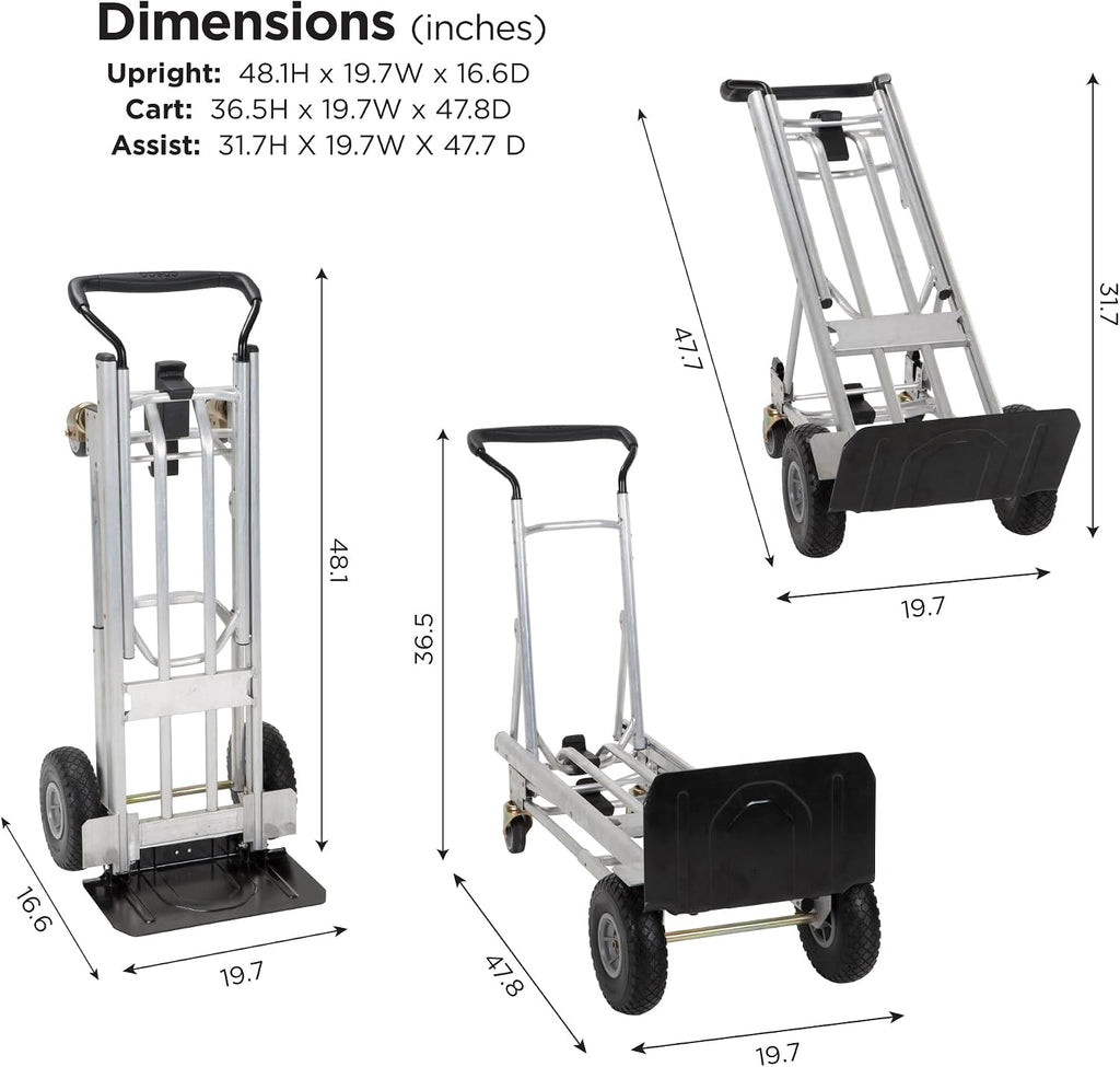 COSCO 4-in-1 Folding Series Hand Truck with Flat-Free Wheels