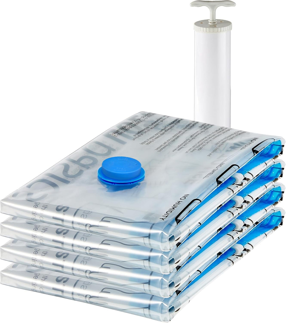 Amazon Basics Vacuum Storage Bags, Compression Space Saving for Clothes and Linens, Reusable with Hand Pump, Large, Clear, 5 Count (Pack of 10)