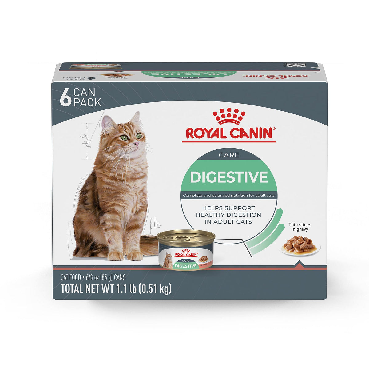 Royal Canin Feline Care Nutrition Digestive Care Adult Thin Slices in Gravy Cat Food, 3 oz (Pack of 24)