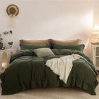 Duvet Cover Set Washed Cotton Embroidered Hem King 3‑Pcs