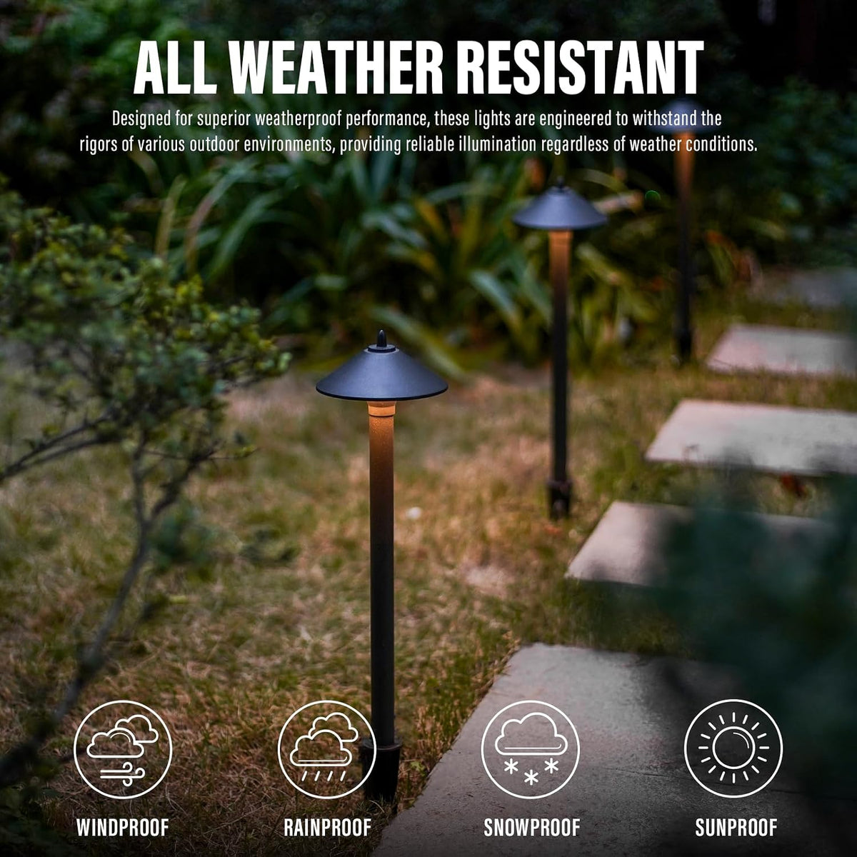 VENUS MANUFACTURING 24PK Low Voltage LED Pathway Lights 1.2W Outdoor Landscape Lighting 40 Lumen Landscape Path Lights 2700K for Lawn Patio Yard Walkway Driveway Pathway Garden