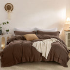 Duvet Cover Set Washed Cotton Embroidered Hem King 3‑Pcs