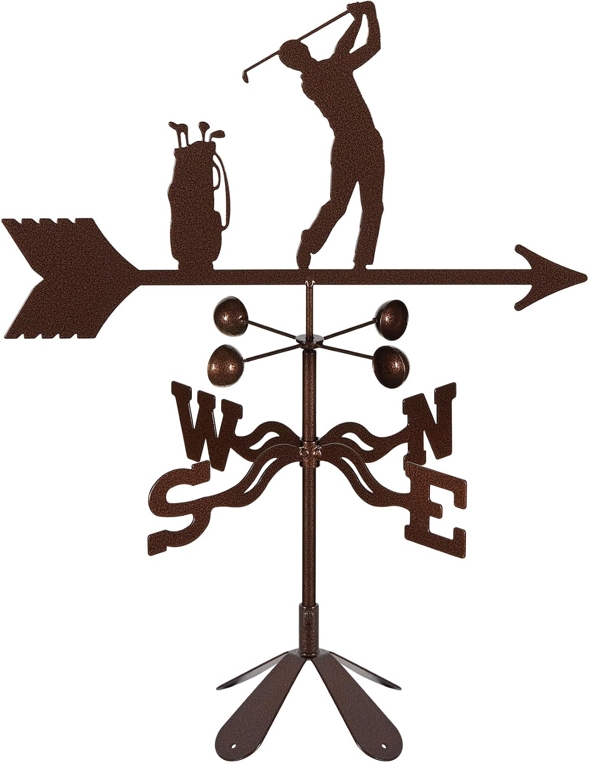EZ Vane Steel Male Golfer Weathervane with Wind Cups — 4-Sided Mount
