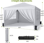 10x10 Pop Up Canopy Tent with Sidewalls, Portable Shelter,White