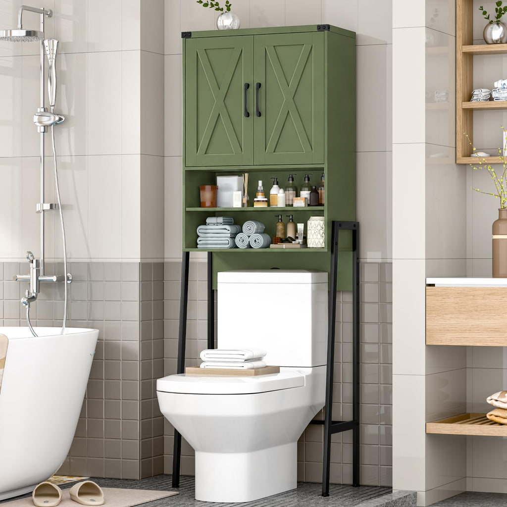 Vabches Metal Frame Over The Toilet Storage Cabinet, Black