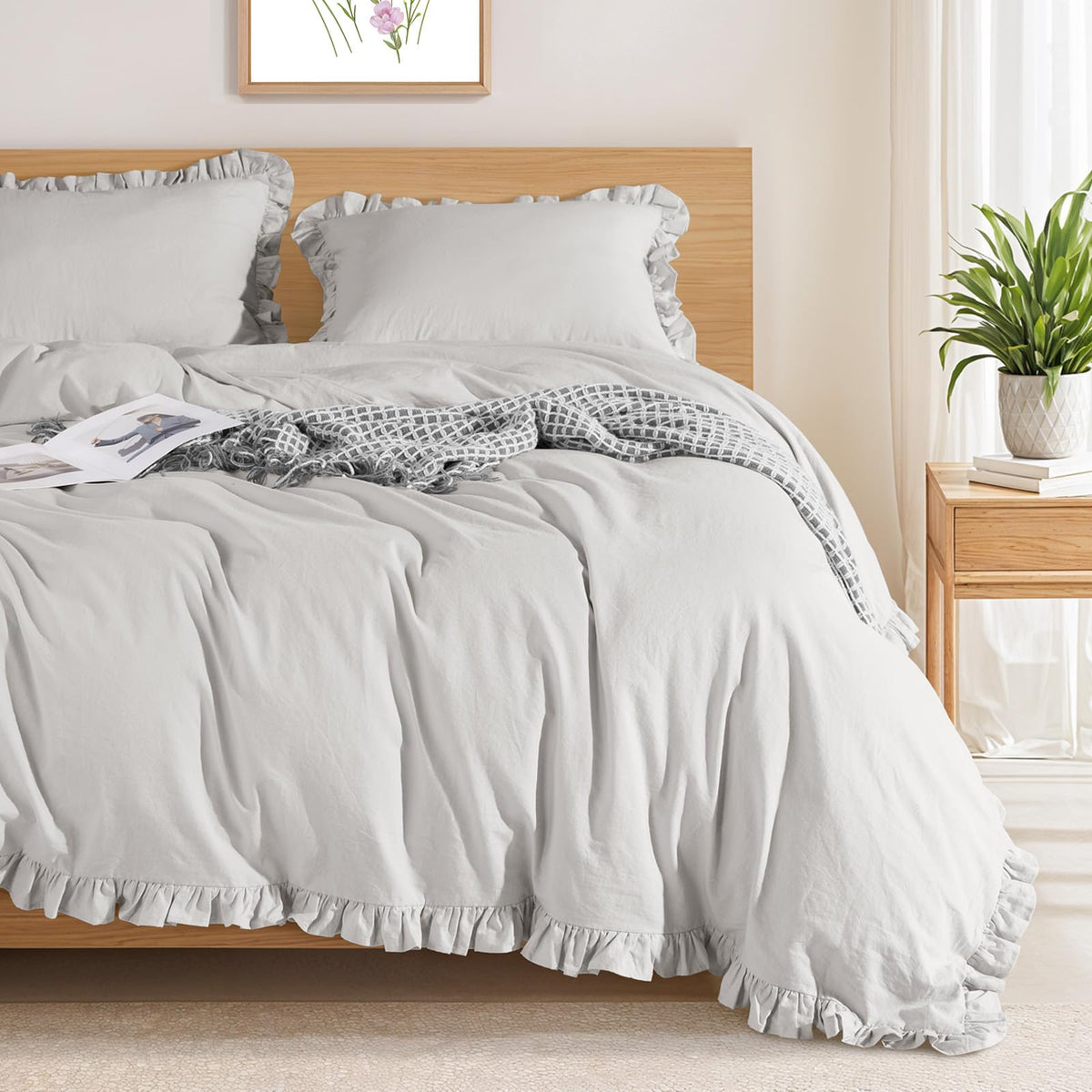Shilucheng 100% Linen King Duvet Cover Set, Linen