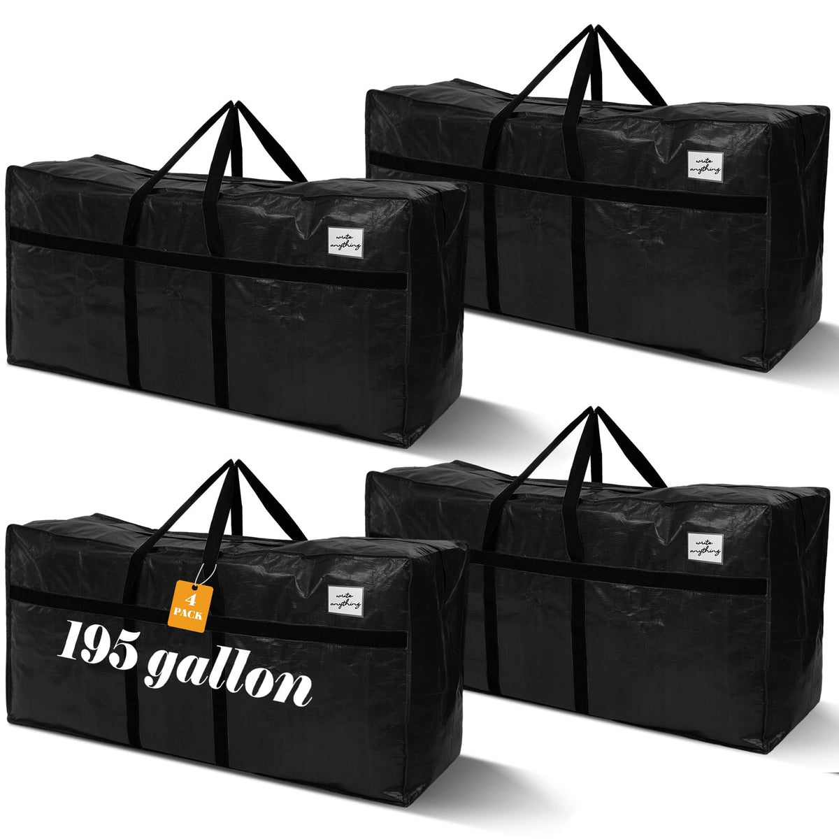 Windyun 4 Pcs 195 Gallon Extra Large Moving Bags XXL Heavy Duty Storage Bag