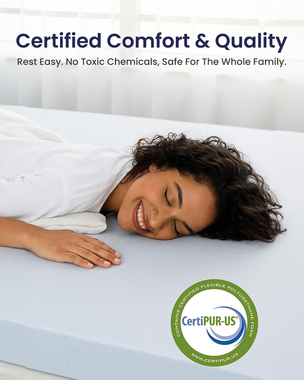 Lounj 2 Inch RV Gel Memory Foam Mattress Topper (RV King (72x80)), Blue
