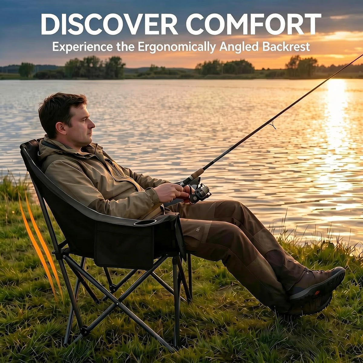 2 Pack Oversized Camping Chair Heavy Duty Lawn chair Support 500 lbs,Grey