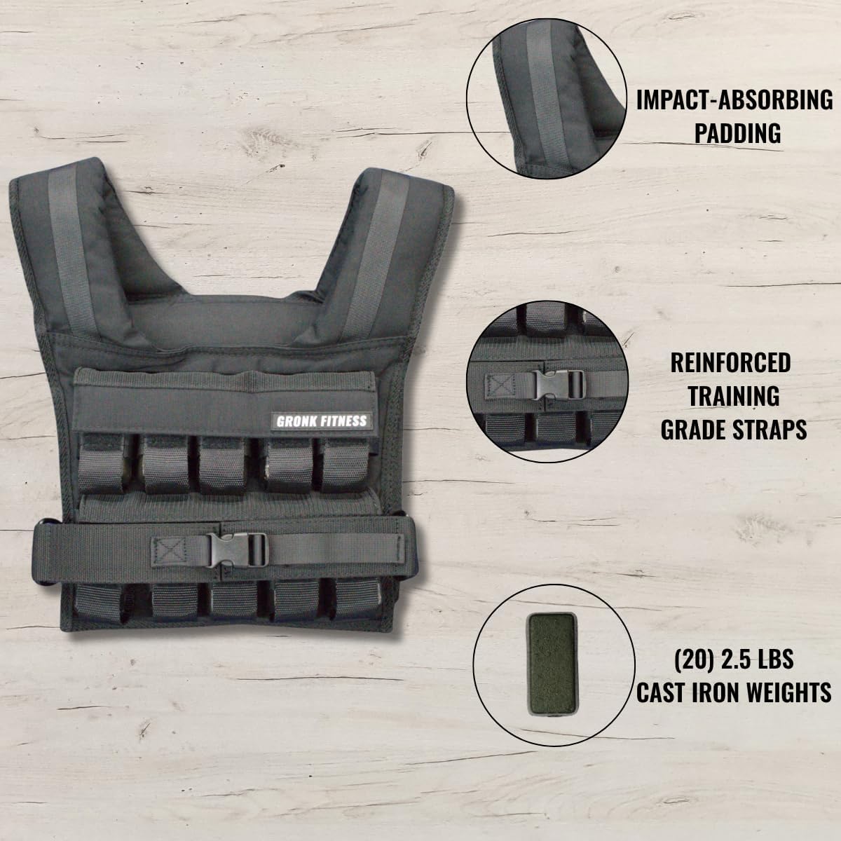 Gronk Fitness Weighted Vest | Adjustable Workout Vest