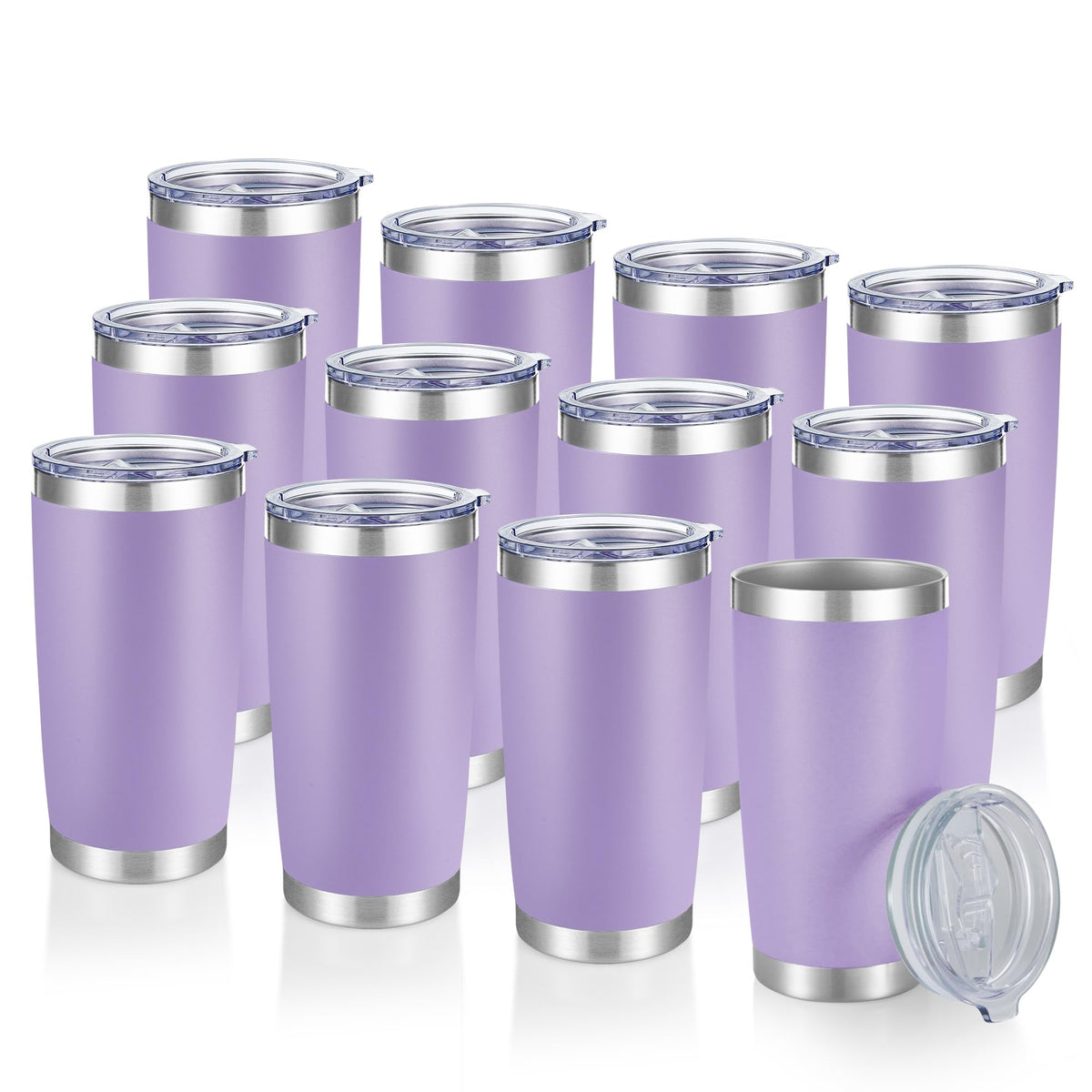 20 oz Tumblers Bulk Stainless Steel Tumbler with Lid, 12 Pack