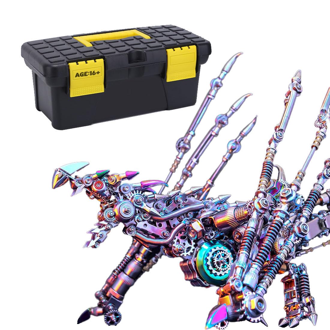 3D Metal Puzzle Dragon Model Kit, 200PCS DIY Steampunk Mechanical Fire-Breathing Dragon with Adjustable Wings, Creative Handcrafted Metal Art Craft Desktop Display & Decoration for Adults