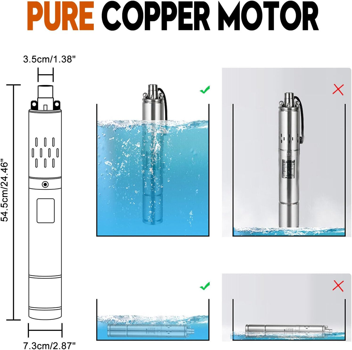 3" 48V 750W MPPT Screw Solar Bore Pump Submersible Deep Well Hole Steel 90M 750W Deep Well Solar Pump with 15M Line