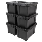 IRIS USA 6-Pack 20 Gal Heavy Duty Lockable Storage Totes with Lids, Black