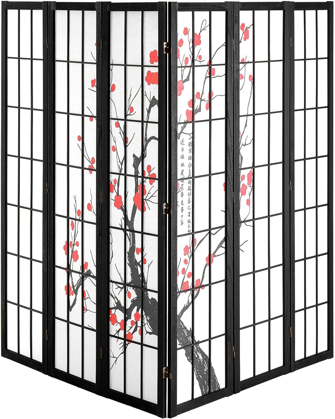 VEVOR Room Divider, 6 Panel Japanese Room Divider Screen, Wood Folding Privacy Screen Indoor, Japanese Partition Portable Decoration Dividers, for Room Separation Home Office Restaurant & Bedroom