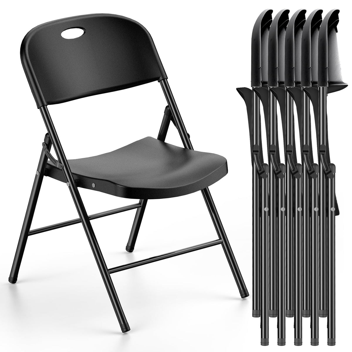 Nazhura 350 Weight Limit Heavy Duty Plastic Folding Chair with Reinforced Steel Frame for Indoor and Outdoor, Wedding, Party, Restaurant, Meeting Room, Patio and Garden