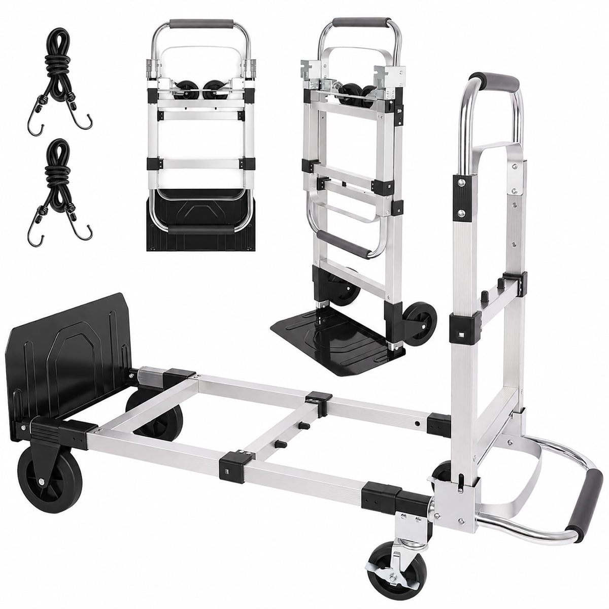 Folding Hand Truck Dolly Cart with Wheels, 500lb Load,Silver Orange