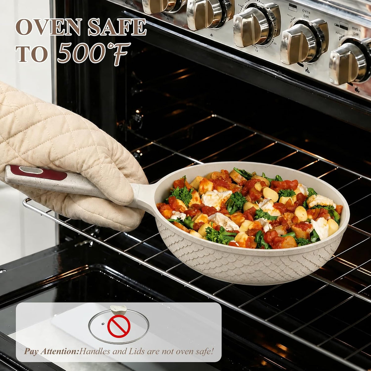29Pcs Pots Pans Set Ceramic Nonstick Cookware Sets,White Fish Scale Pattern,Saucepot,With Frying Egg Pans and a Heat-Resistant Glass Lid,Silicone Kitchenware Included|For Induction Cooktops