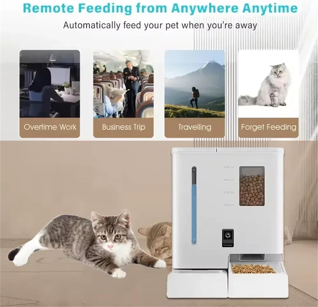 2-in-1 Pet Feeder Water Fountain with Camera