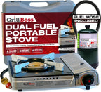 Chef Master Grill Boss Dual Fuel Camping Stove + 4x 8 oz Butane, 12,000 BTU