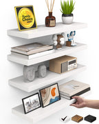 BAYKA Rustic Brown Floating Shelves 35.4in, Set of 2, Wall Mount Wood Shelf