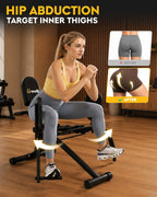 GuuG Hip Abductor Adductor Machine: Booty Builder with 2 Resistance Bands 2 in 1 Adduction Abduction Machine Inner and Outer Thigh and Glute Workout Equipment
