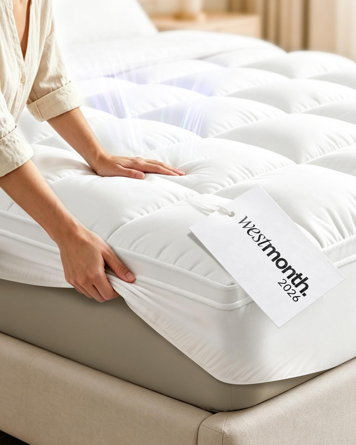 Mattress Topper, WestMonth Premium Quilted 1000gsm Extra Thick Mattress Topper, Fluffy Soft & Breathable Cooling Memory Foam Mattress Topper for Back Pain, 8-21" Deep Pocket (King)
