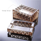 Ashtrays Fashion Crystal Ashtray Multi-function with Cover Dual-use Ashtray Household Living Room Coffee Table ash Tray(Clear)