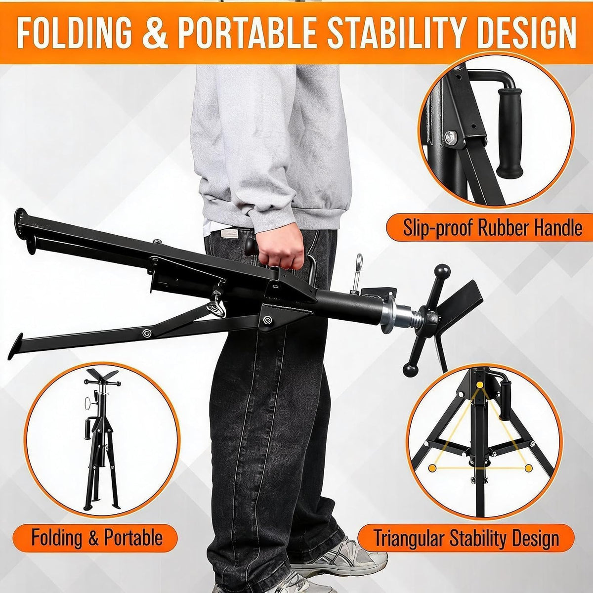 2PCS Pipe Jack Stand, 2500LB Carbon Steel Heavy Duty Pipe Stand