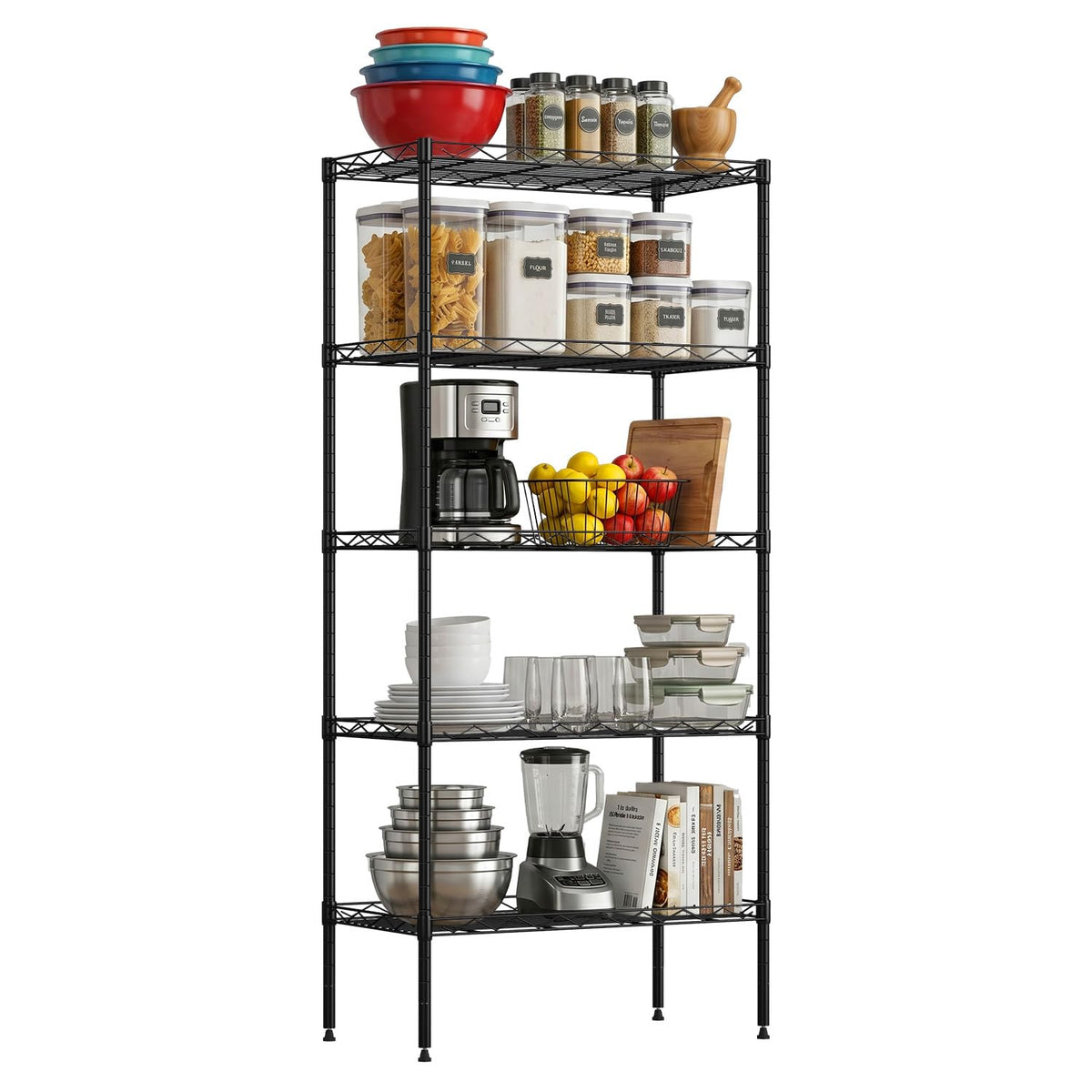 FDW | 6-Tier Wire Shelf with Wheels | 45" x 18" x 82" | Chrome