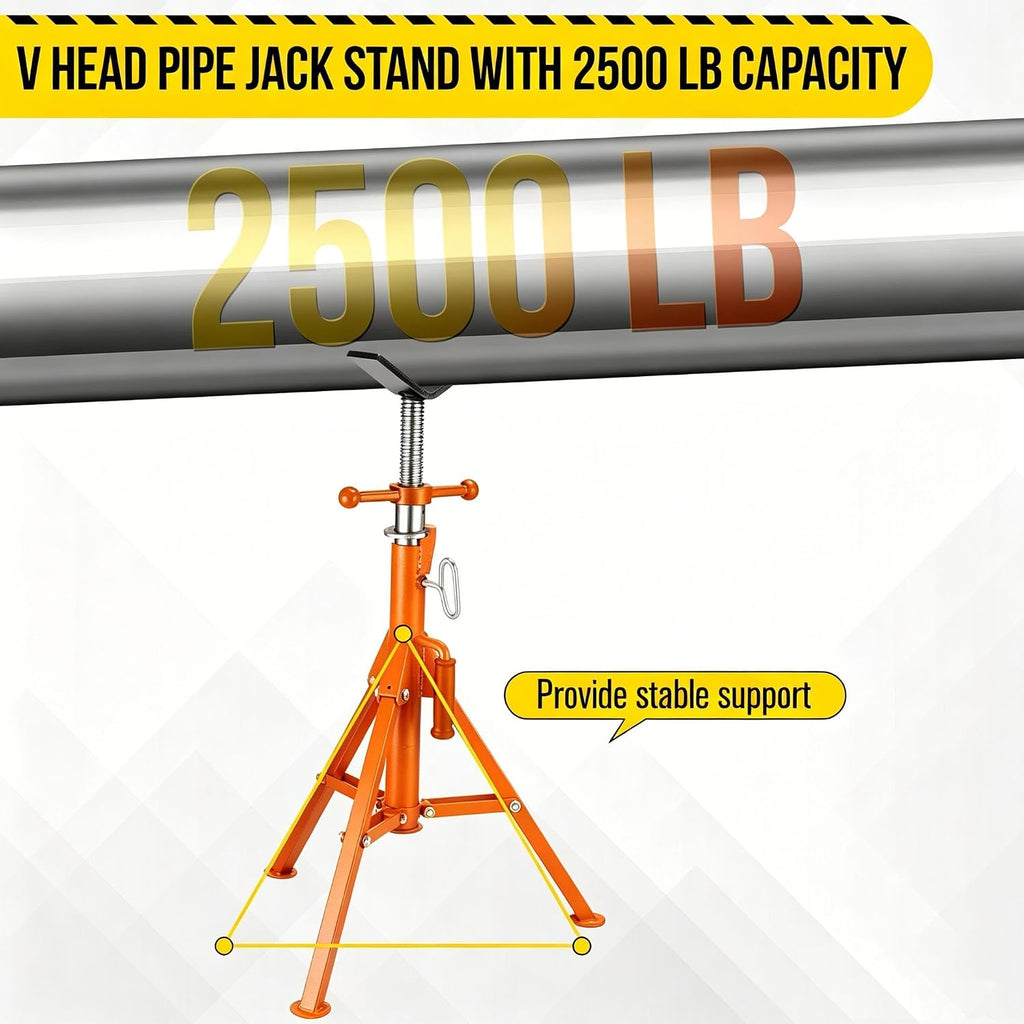 2PCS Pipe Jack Stand, 2500LB Carbon Steel Heavy Duty Pipe Stand,