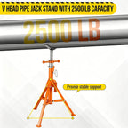 2PCS Pipe Jack Stand, 2500LB Carbon Steel Heavy Duty Pipe Stand,